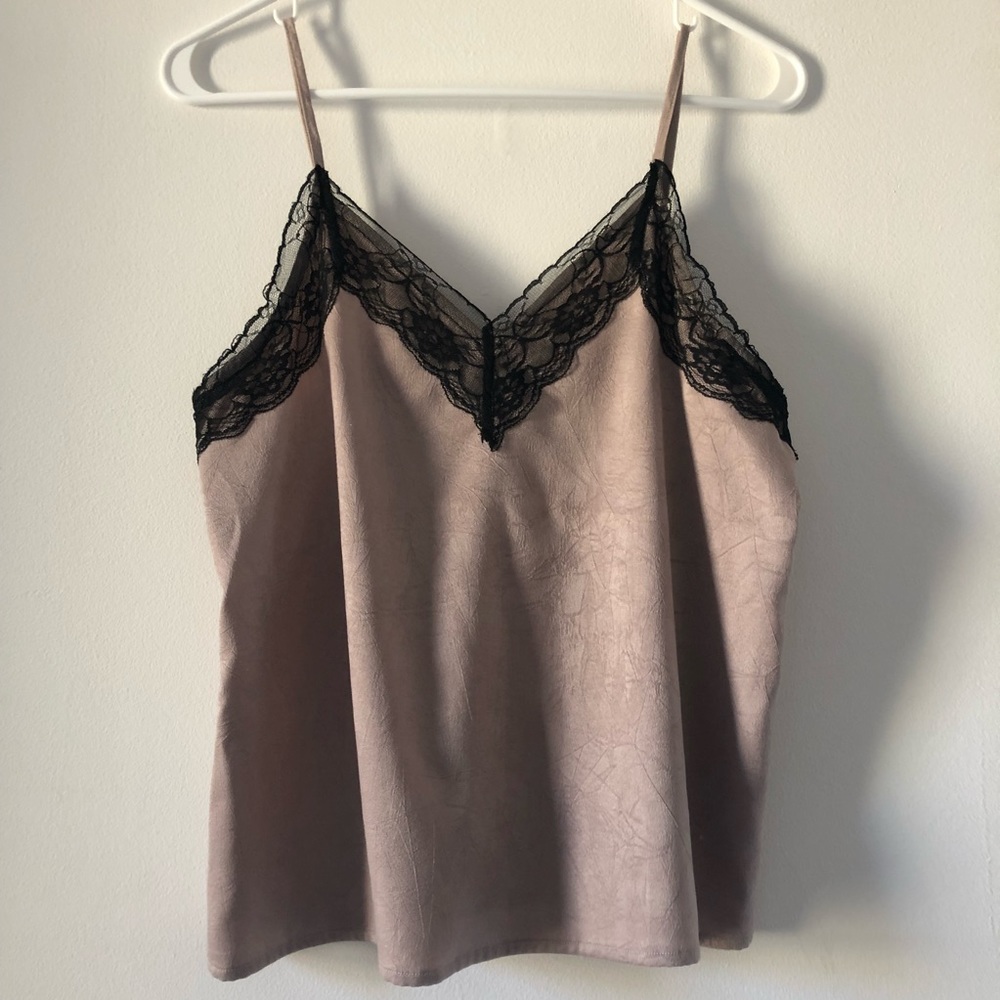 Evidnt Silky Suede Lace Camisole Tank